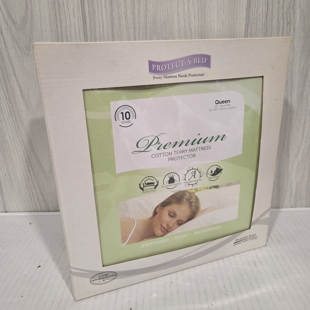 Protect-A-Bed Premium Cotton Terry Queen Mattress Protector Waterproof New